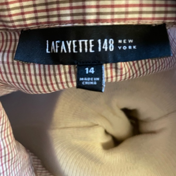 Lafayette 148 plaid blouse size 14 - Picture 2 of 3